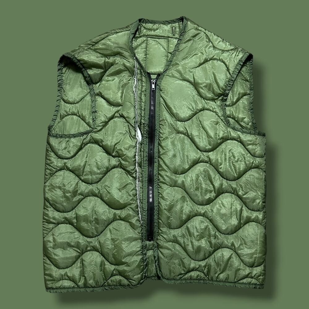 Vintage Military Liner Jacket Quilted Cold Weather Coat Vest Green Large 90s